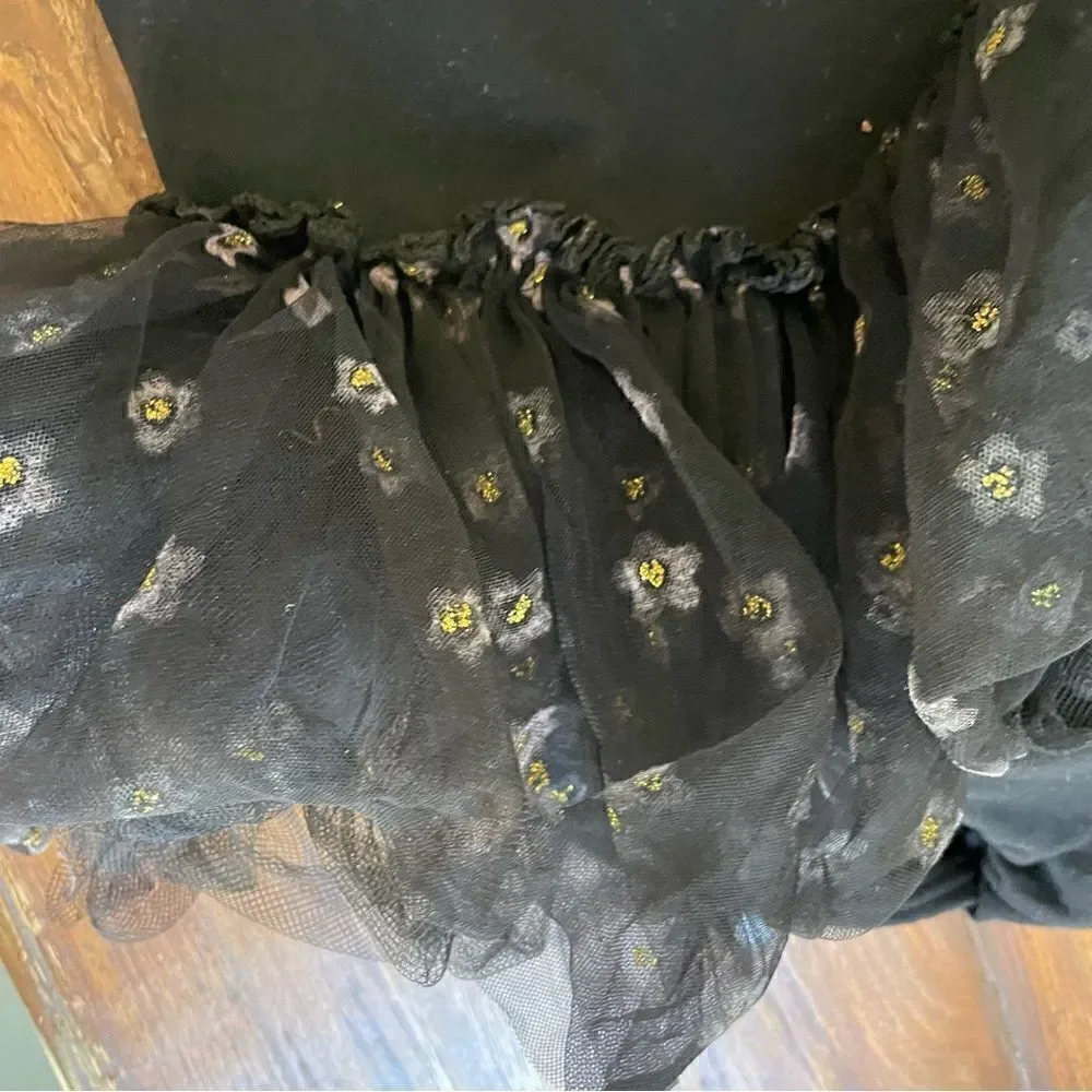 Girls Black Ballet Leotard with Tutu Cotton Size 6x/ 7